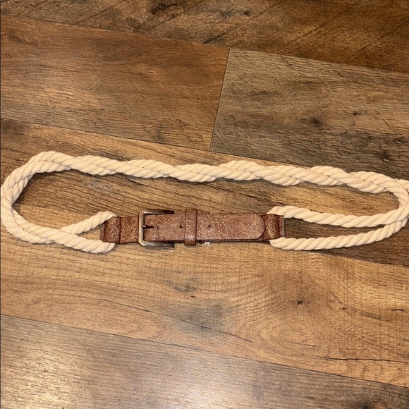 Nautical /Pirate Vibe Rope Belt Brown Faux Leather Buckle Vintage 1990s - Picture 1 of 10